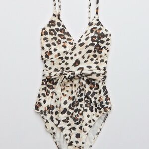 Leopard Print One Piece Swimsuit Full Coverage
